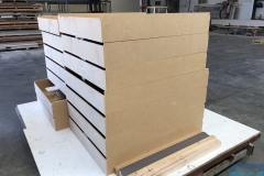 MDF bulkheads to hang above service tellers providing strength for shutters