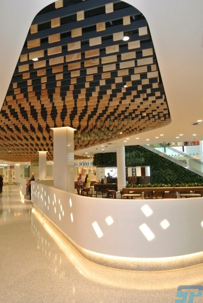 Plywood ceiling feature