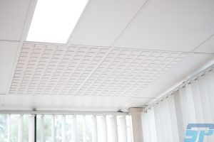 Patterned ceiling tiles square