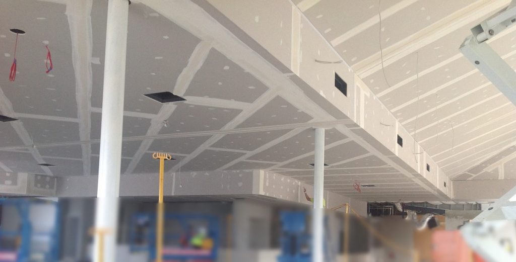 L shape plasterboard bulkheads