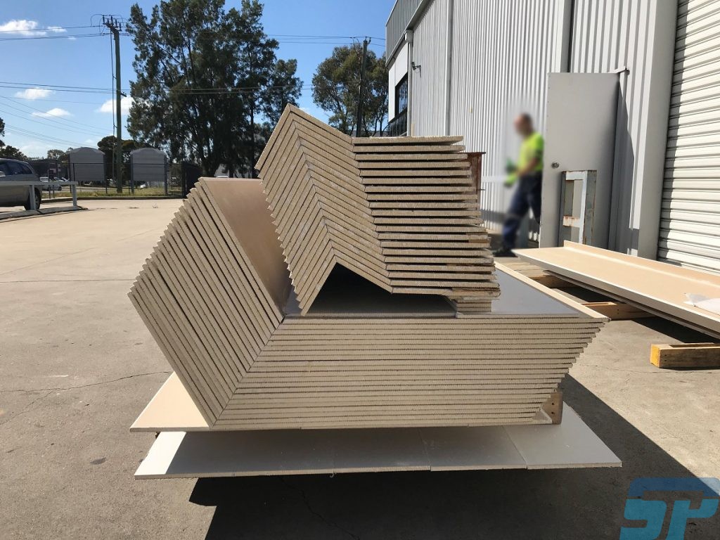 Angled plasterboard bulkhead