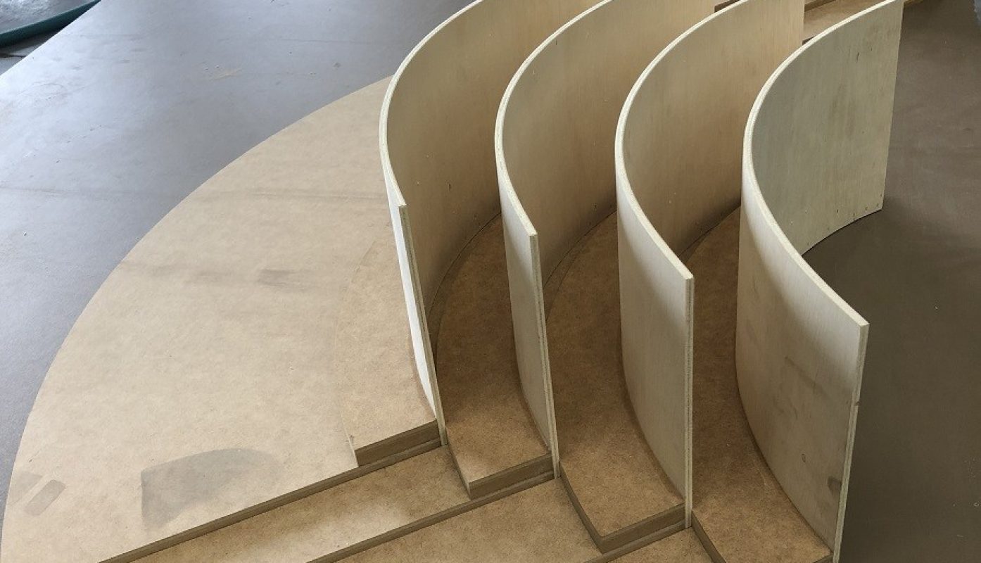 MDF, curved ceiling coffer