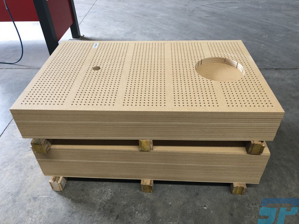 Perforated MDF panels with cutouts
