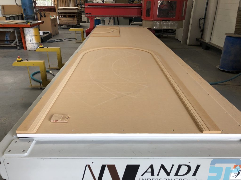 Machining of MDF to match skirting with radius curve and straight