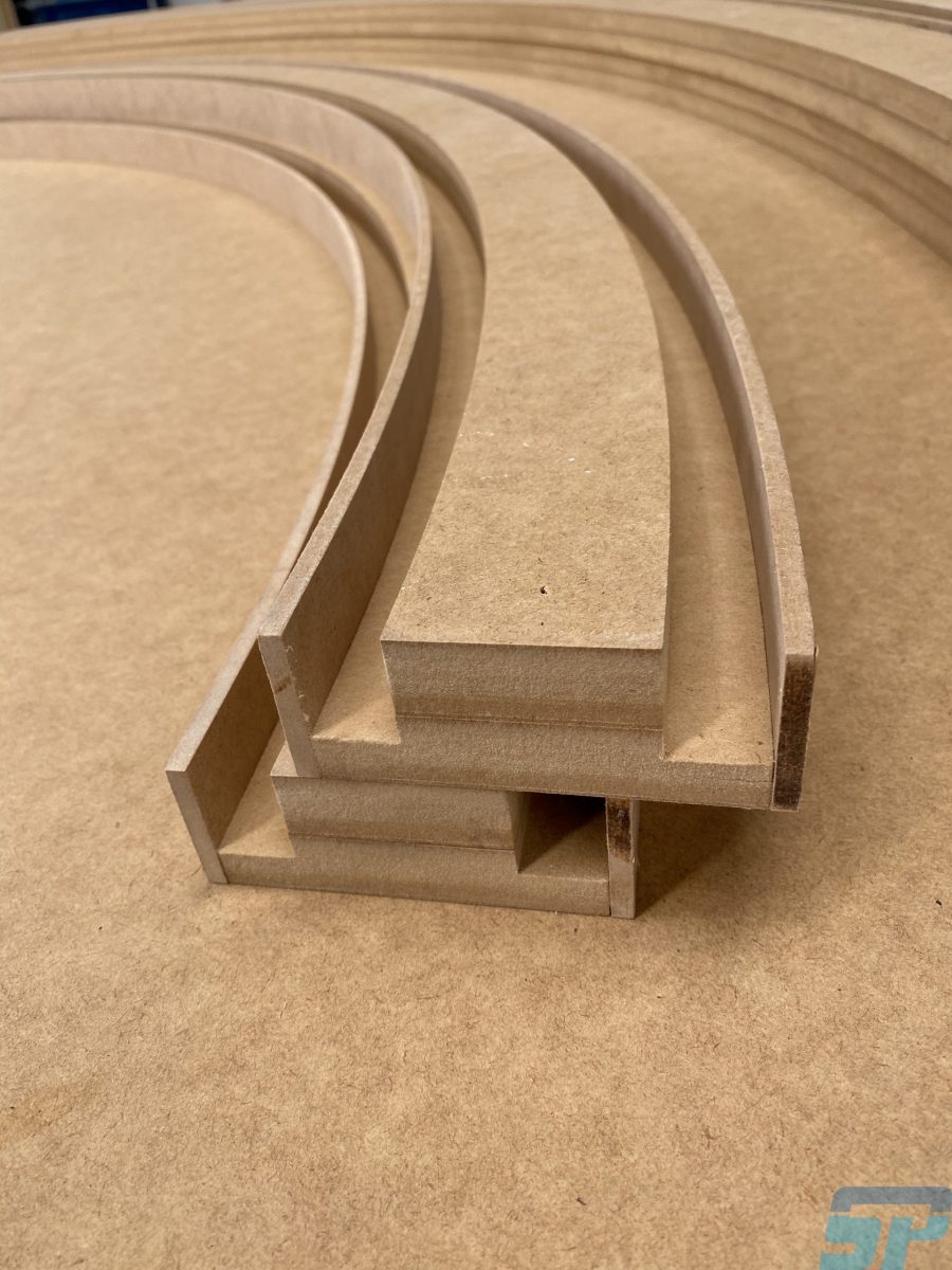 MDF prototypes for curved glazed section