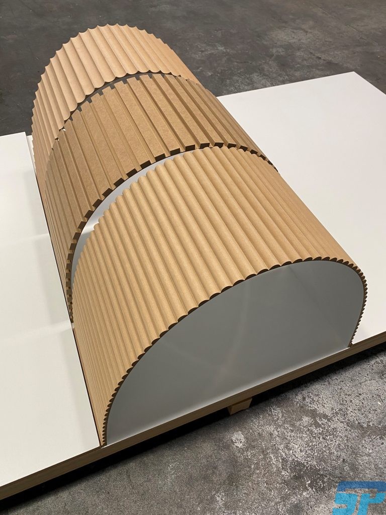 Curved textured MDF wall panels